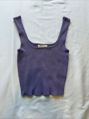 Better Be Purple Ribbed Square Neck Cropped Tank